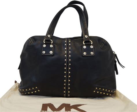 black michael kors bag with gold chain|Michael Kors black studded handbag.